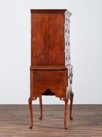 A Queen Anne Stained Cherrywood Flat Top High Chest