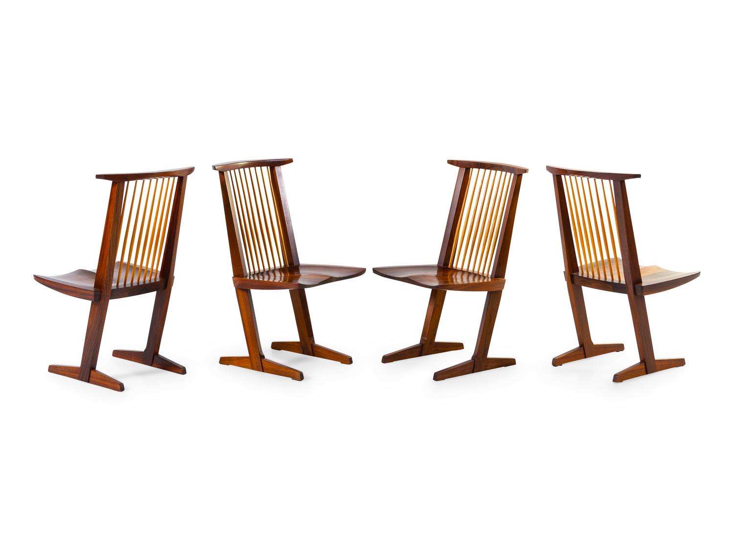 Set of Eight Conoid Dining Chairs, 1976 and 1978