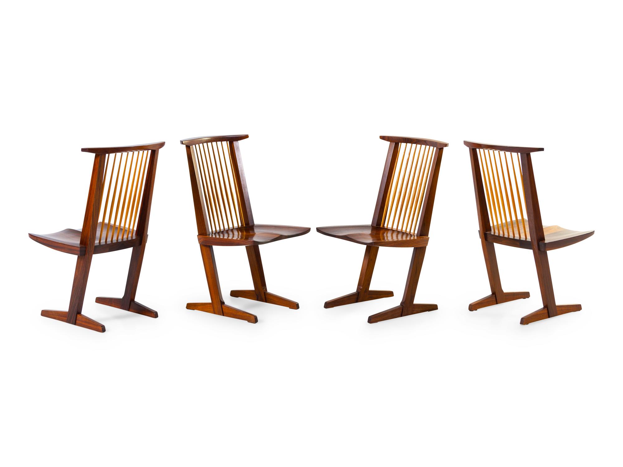 Set of Eight Conoid Dining Chairs, 1976 and 1978