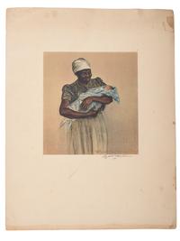 [EARLY PHOTOGRAPHY] -- [ART]. A group of 2 items, highlighted by a full plate hand-painted tintype of an African American child. [ With: ] Lithograph of African American woman with child by Elizabeth O'Neill Verner.