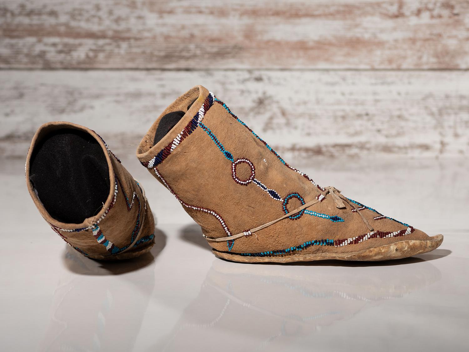 Apache Beaded Hide Moccasins