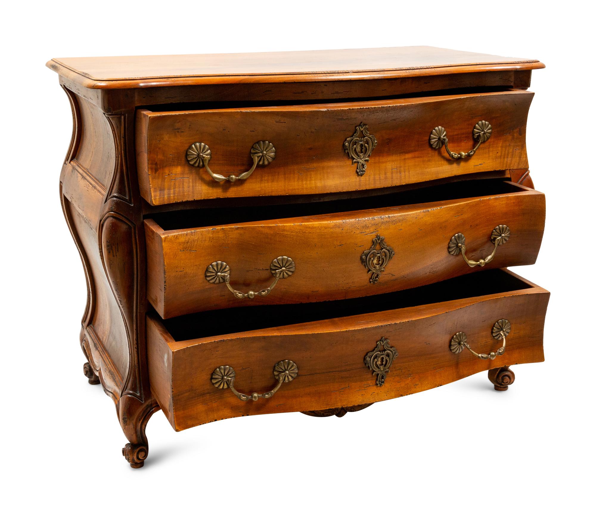 A Louis XV Provincial Style Bombe Commode