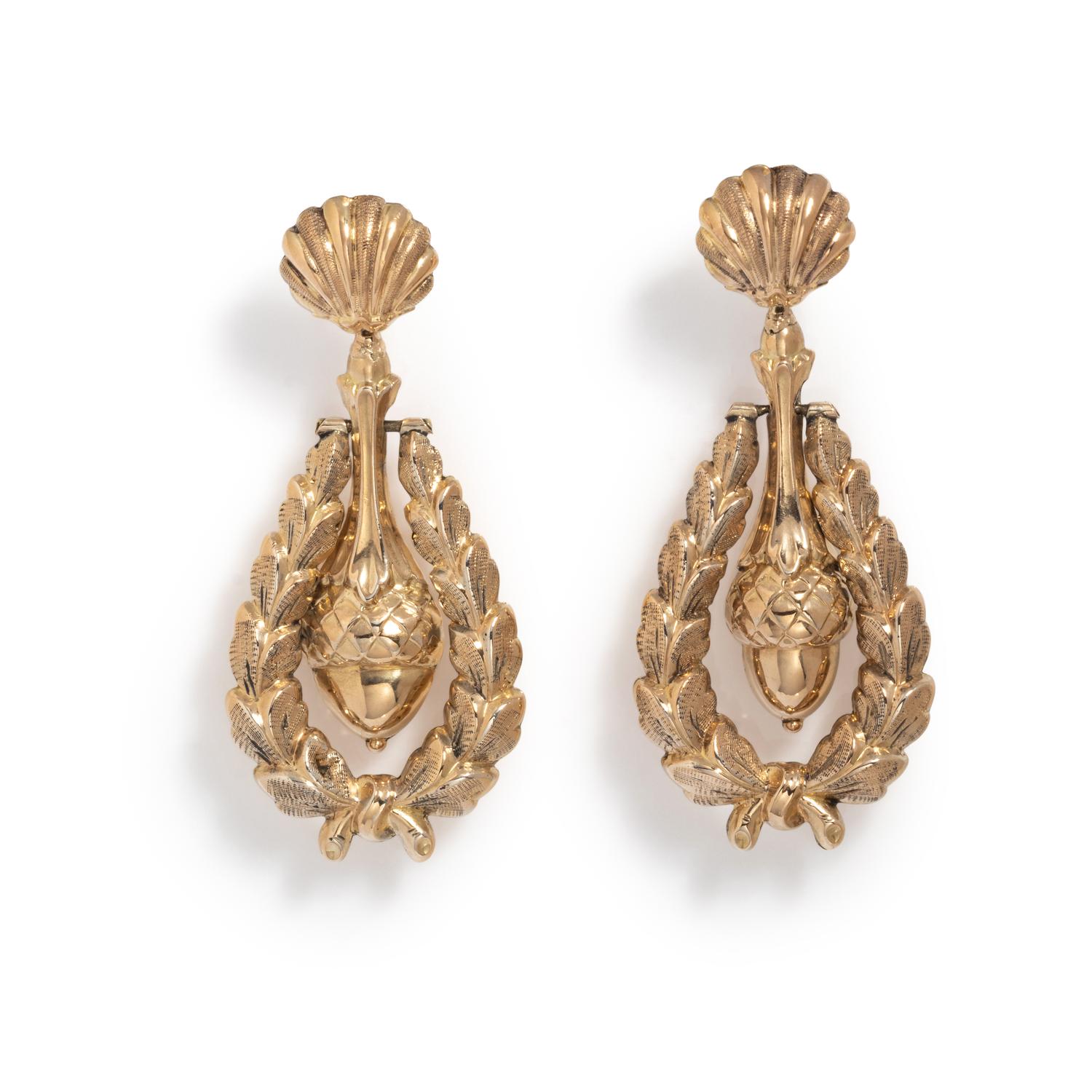 ANTIQUE, CONVERTIBLE YELLOW GOLD EARRINGS