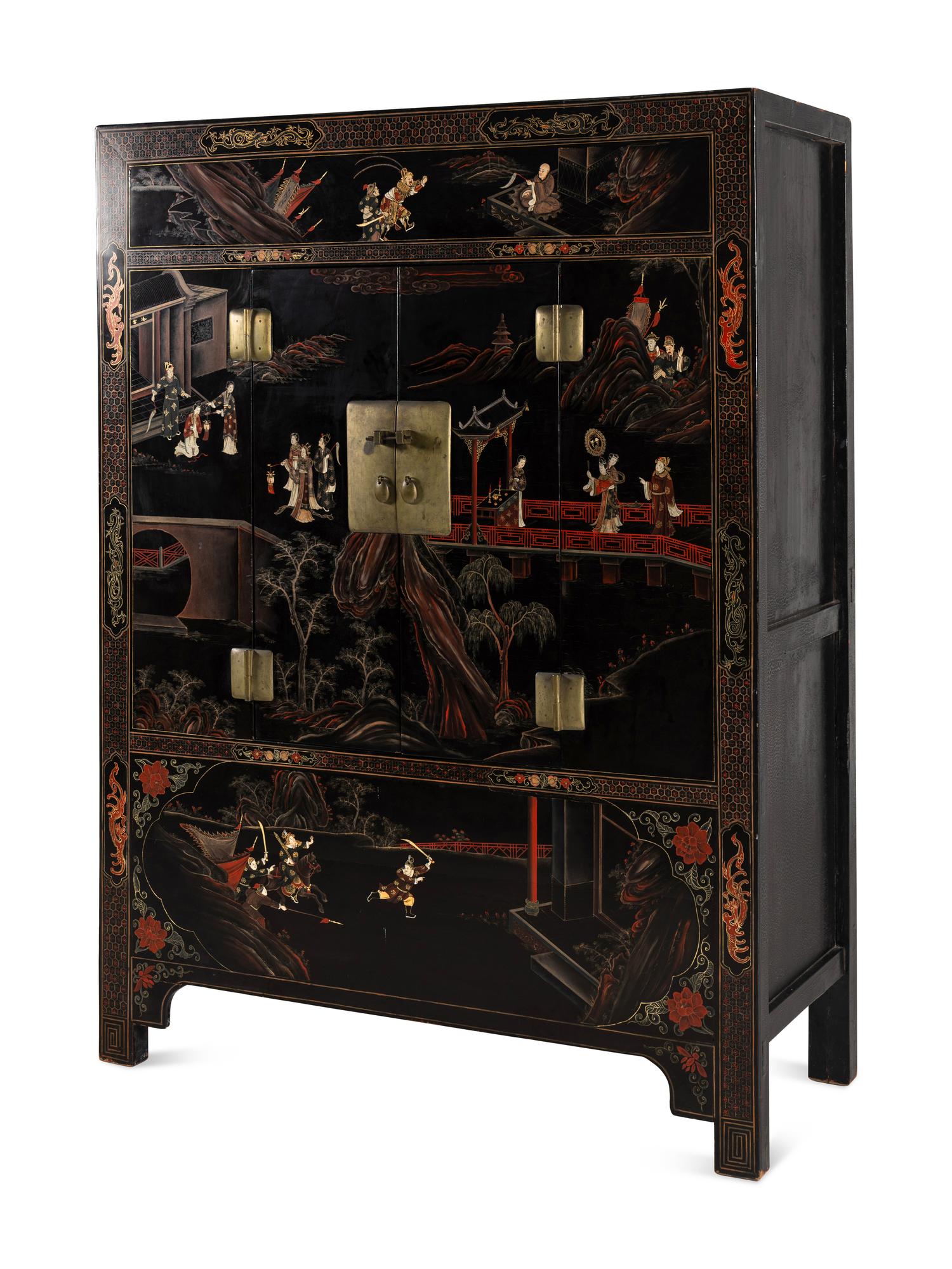 A Chinese Export Black Lacquer Cabinet