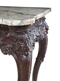 A Pair of George II Style Carved Walnut Marble-Top Pier Tables