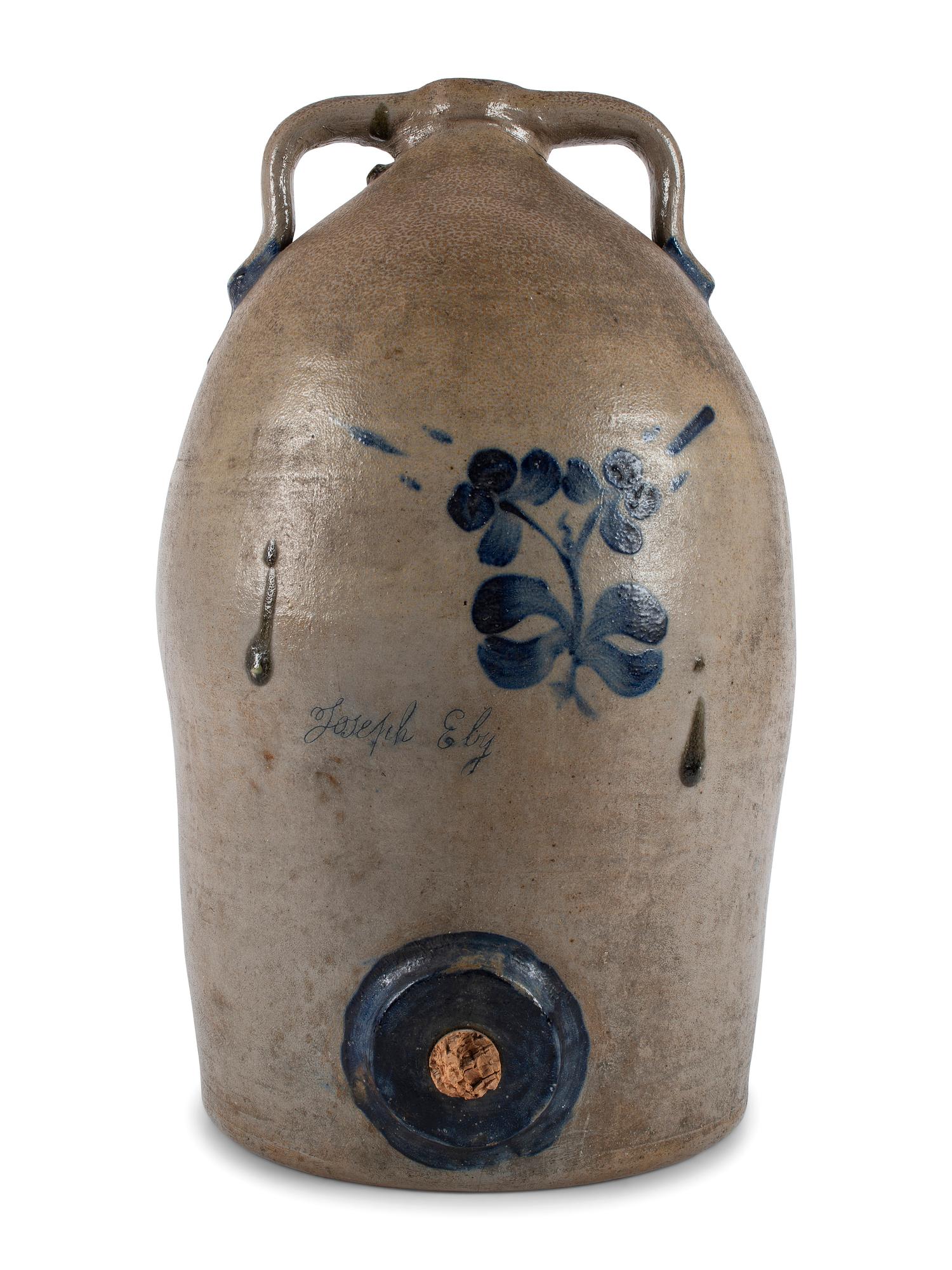 An Ohio Cobalt Decorated Stoneware Cooler