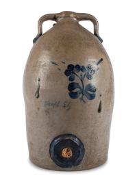 An Ohio Cobalt Decorated Stoneware Cooler
