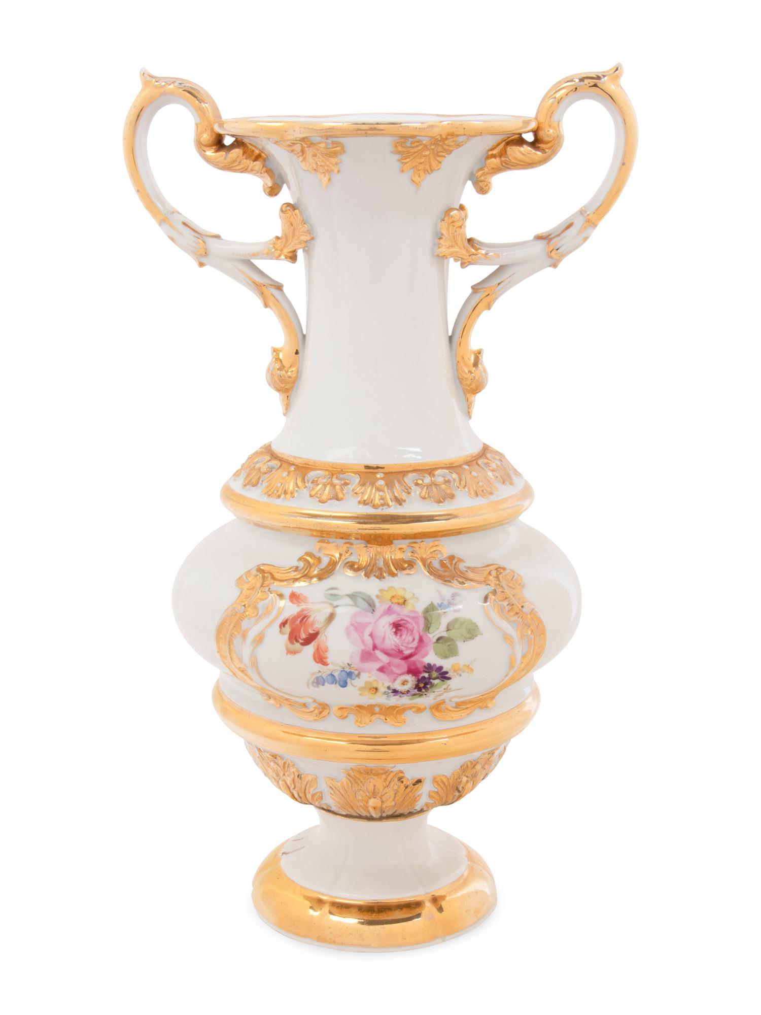 A Meissen Parcel-Gilt Porcelain Vase