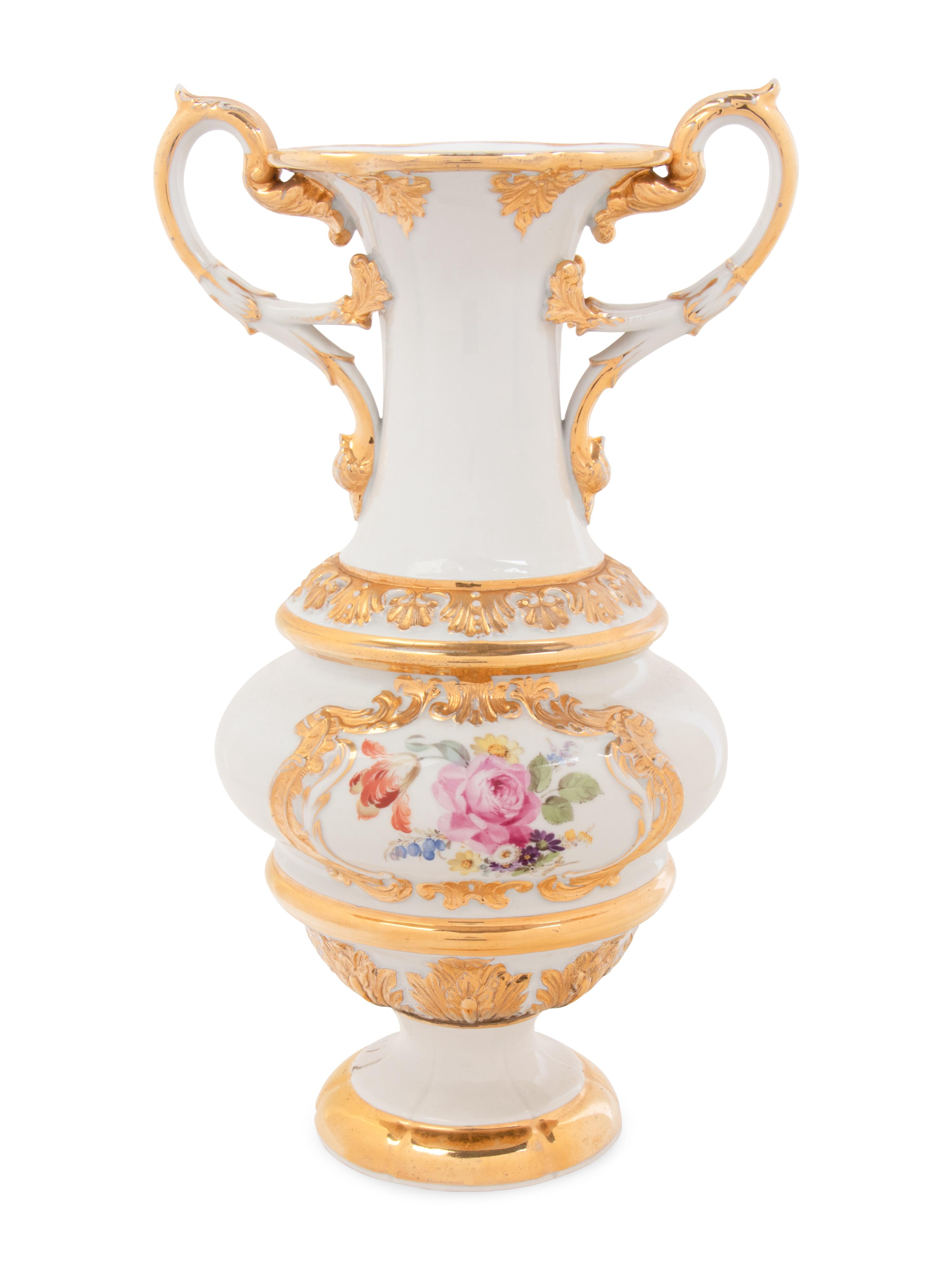 A Meissen Parcel-Gilt Porcelain Vase