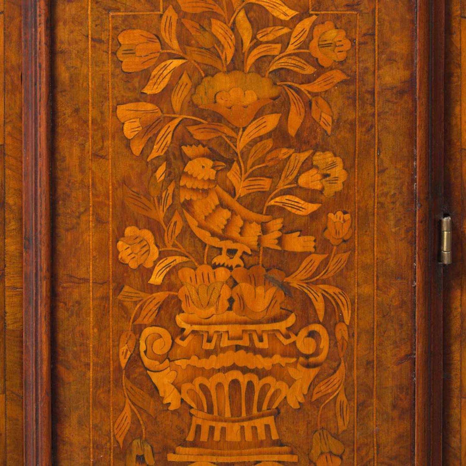 A Dutch walnut marquetry tall case clock Works by William Gib, Rotterdam, Netherlands, early 18th century