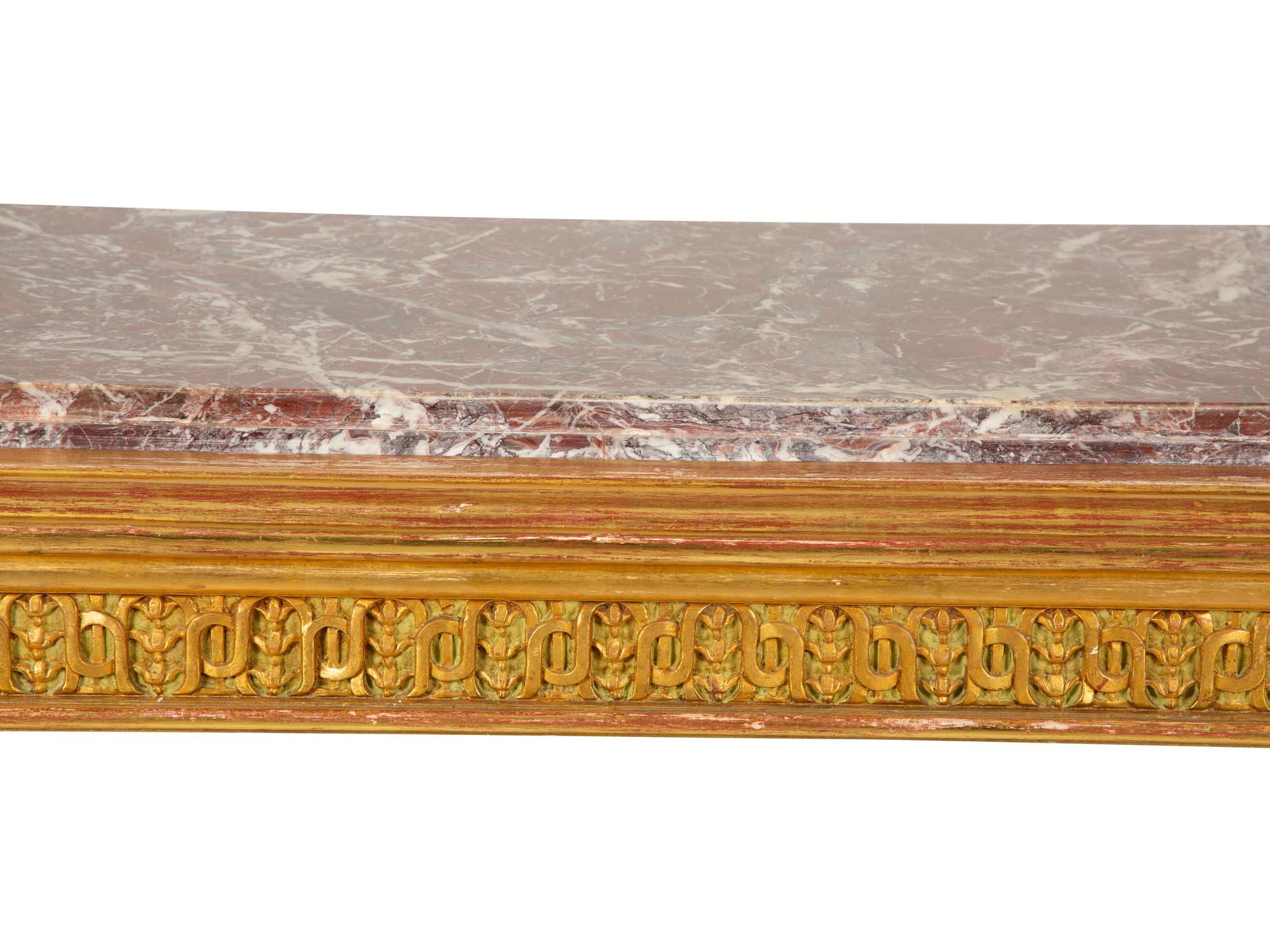 An Italian Painted and Parcel Gilt Marble Top Center Table — 19th/20th Century