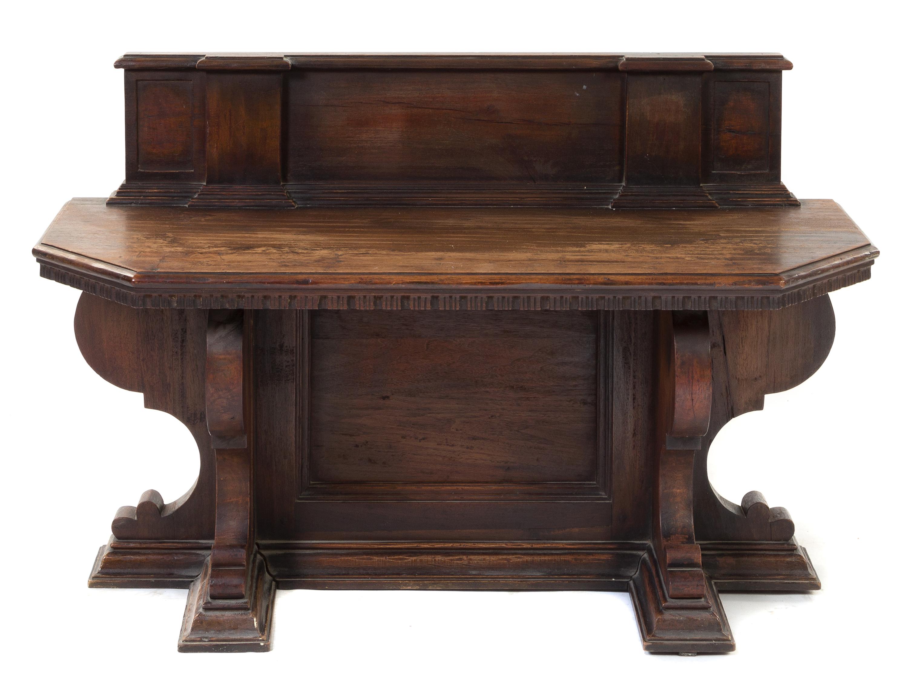 A Jacobean Style Walnut Bench Height 27 3/4 inches. — 20TH CENTURY