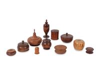 A Large Collection of Lidded Treenware