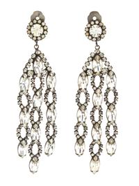 A Pair of Kenneth Jay Lane Rhinestone Chandelier Earrings, 4.25" x 1.25".