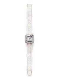 PIAGET, 18K WHITE GOLD, DIAMOND AND SAPPHIRE WRISTWATCH