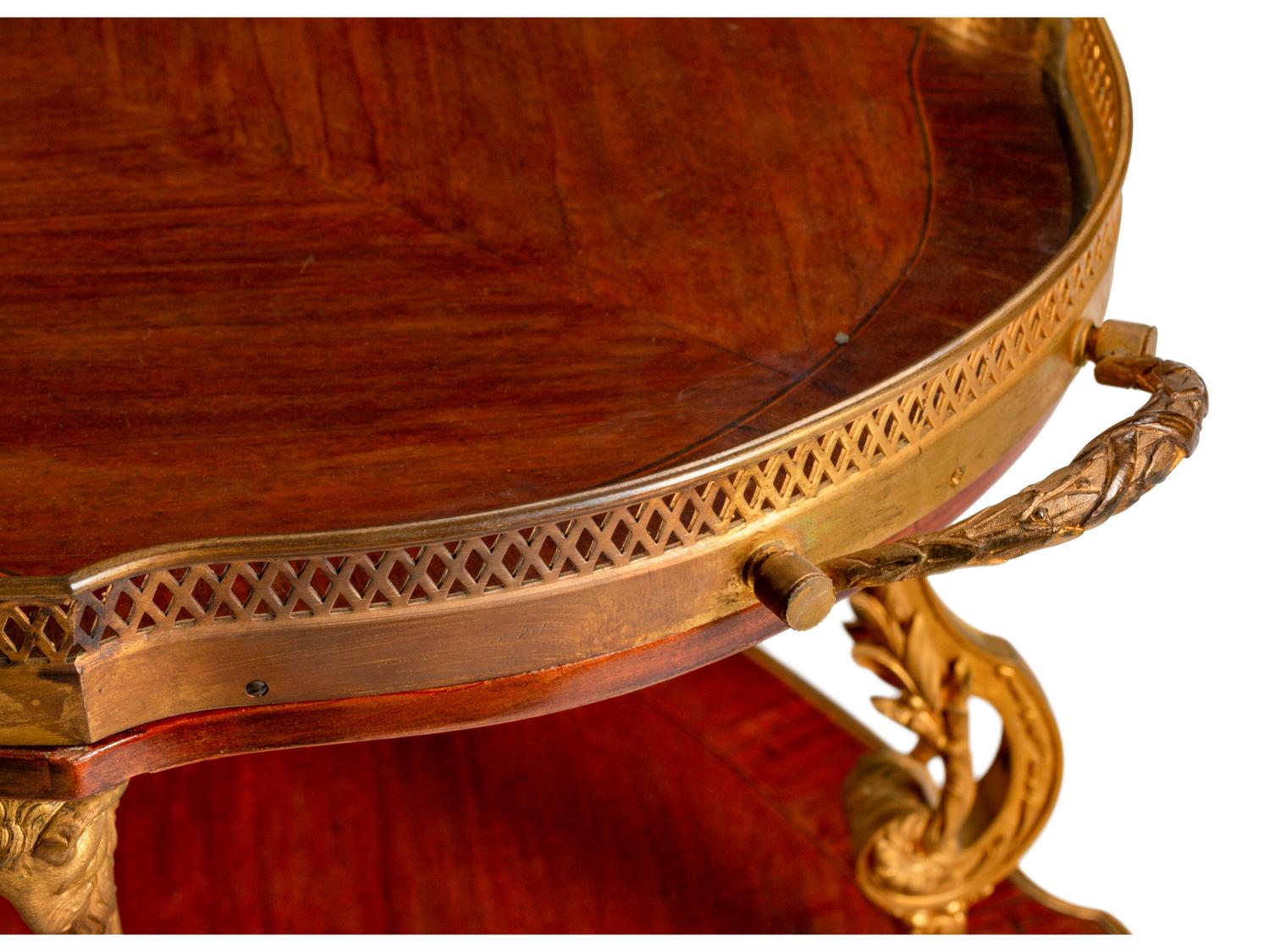 A Louis XVI Style Gilt-Bronze-Mounted Kingwood Two-Tier Tea Table
