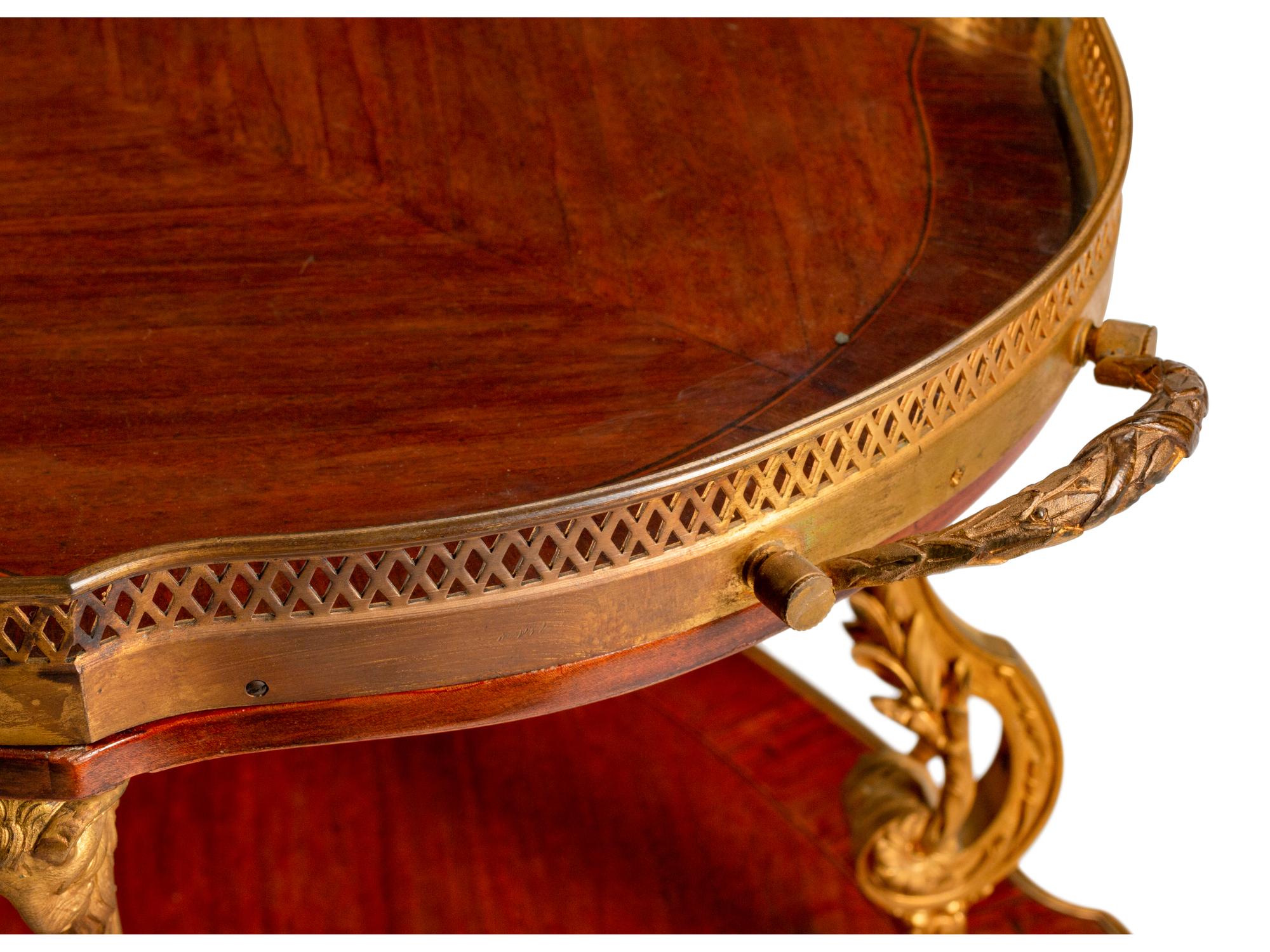 A Louis XVI Style Gilt-Bronze-Mounted Kingwood Two-Tier Tea Table