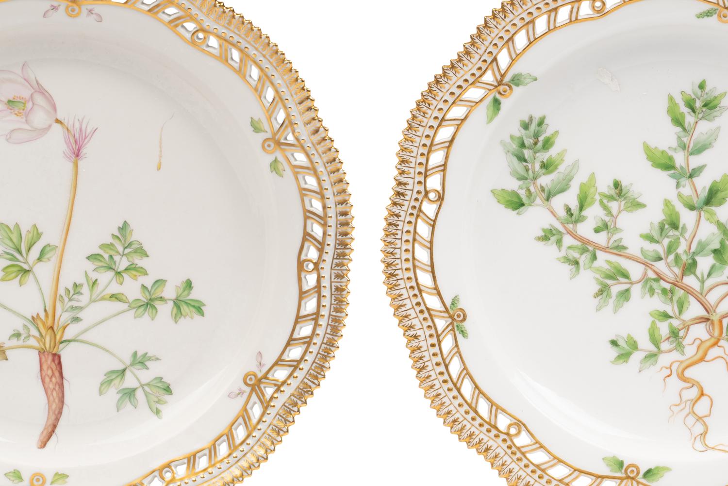 Three Royal Copenhagen Flora Danica Porcelain Reticulated Platters