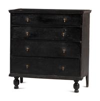 A William and Mary Black Painted Maple and Pine Chest of Drawers