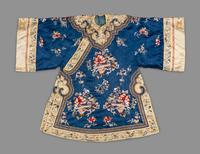 A Chinese Blue Ground Embroidered Silk Lady's Coat, Ao