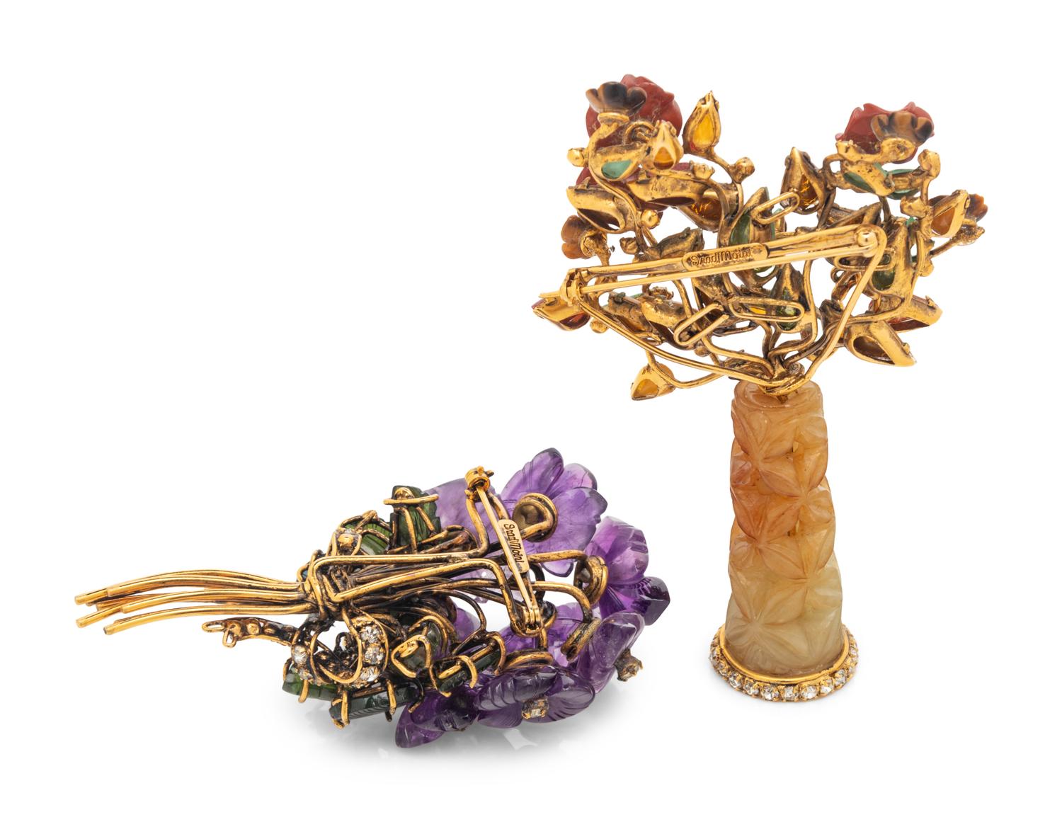 Pair of Floral Brooches by Iradj Moini
