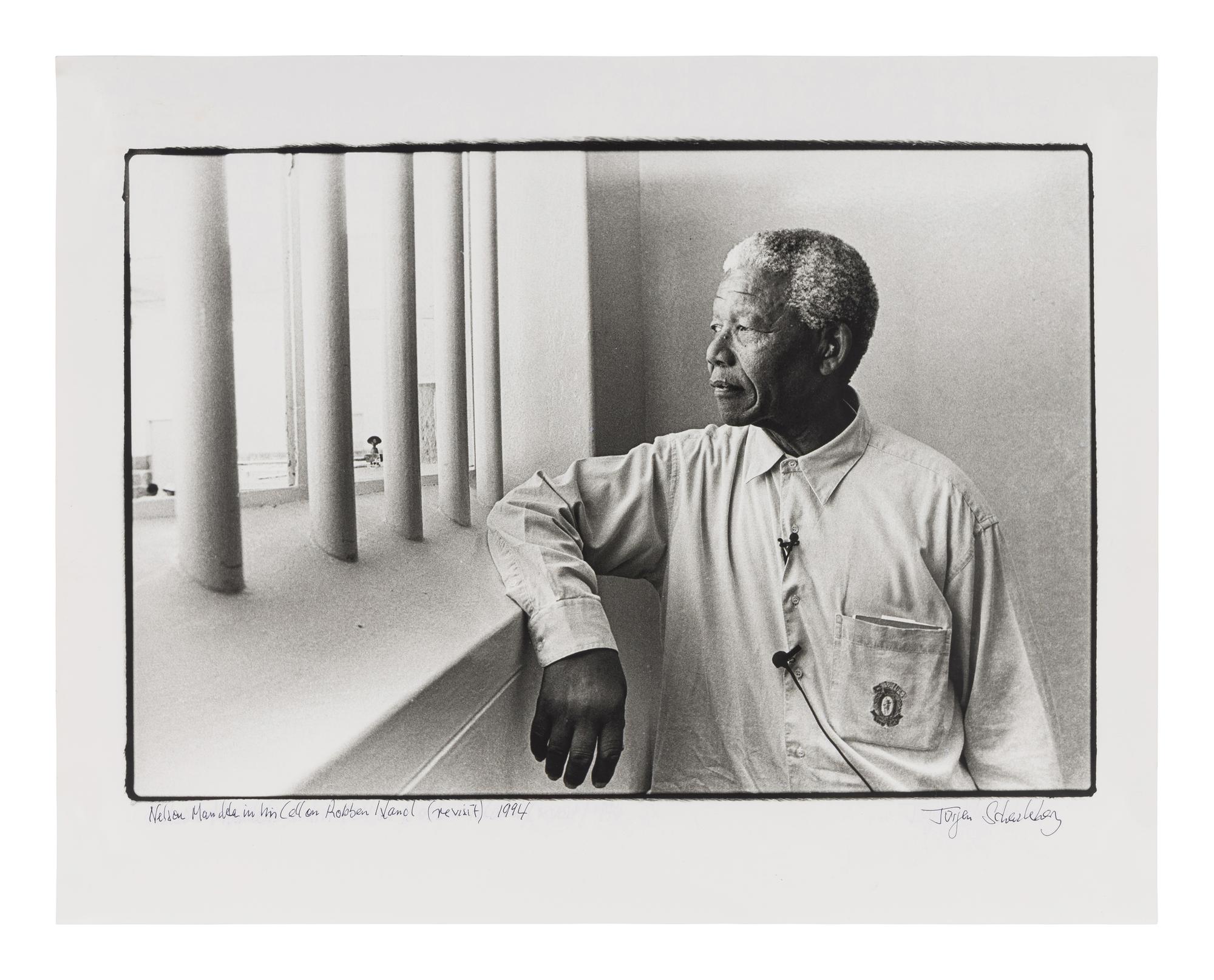 Jürgen Schadeberg (1931-2020) Nelson Mandela revisiting his cell on Robben Island, 1994