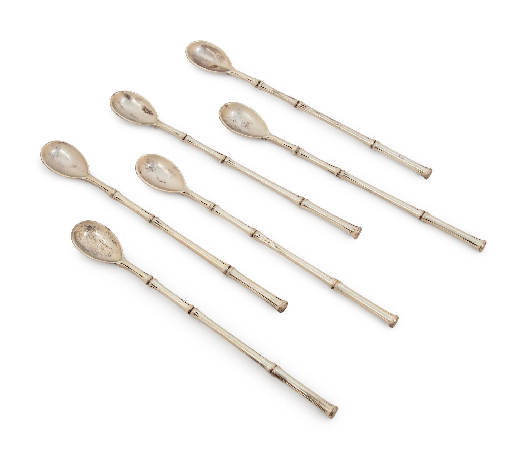 A Group of Nine Tiffany & Co. Silver Bamboo Pattern Bar Articles