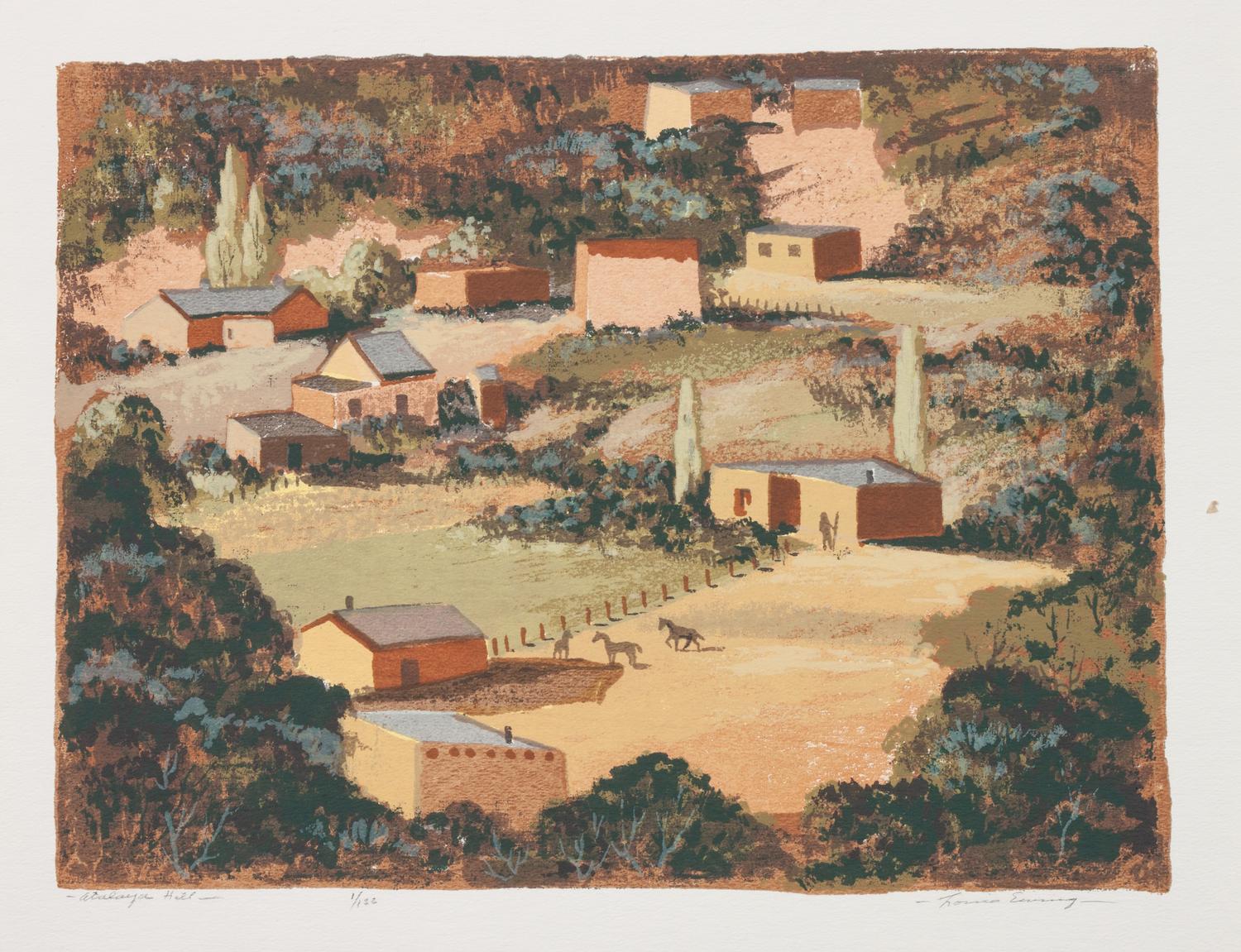 Four Works: A Santa Fe Church, edition 16/120; Atalaya Hill , edition 1/122; Indian Summer , edition 98/120; The Yellow Field , edition 120/120