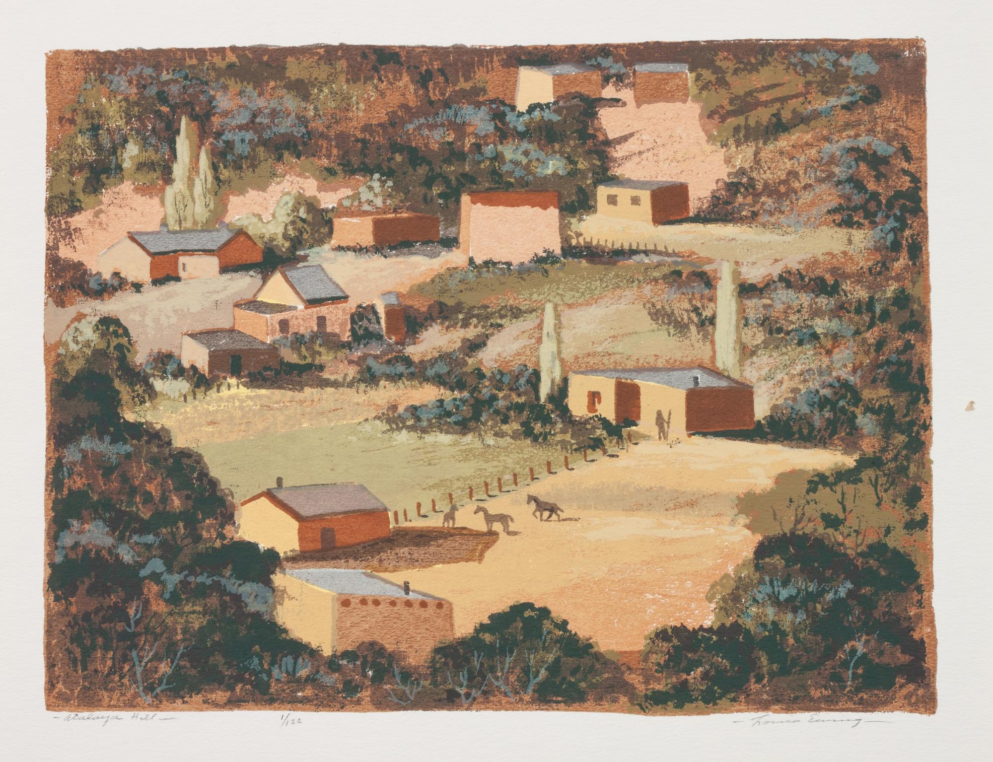 Four Works: A Santa Fe Church, edition 16/120; Atalaya Hill , edition 1/122; Indian Summer , edition 98/120; The Yellow Field , edition 120/120