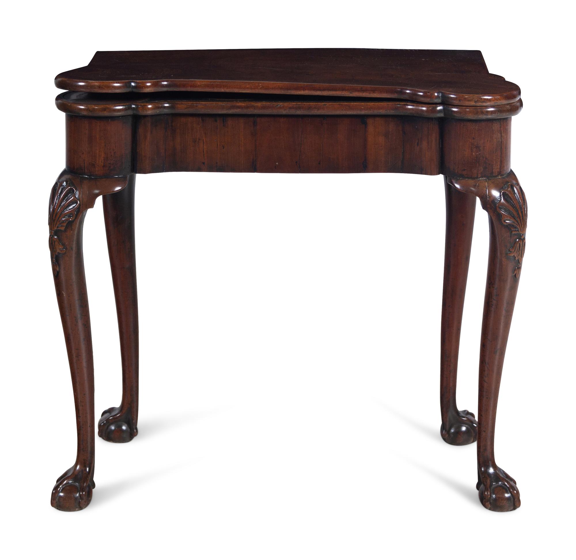 A George II Walnut Flip-Top Game Table