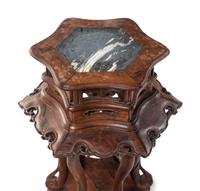 A Chinese Marble Inset Hardwood Side Stand