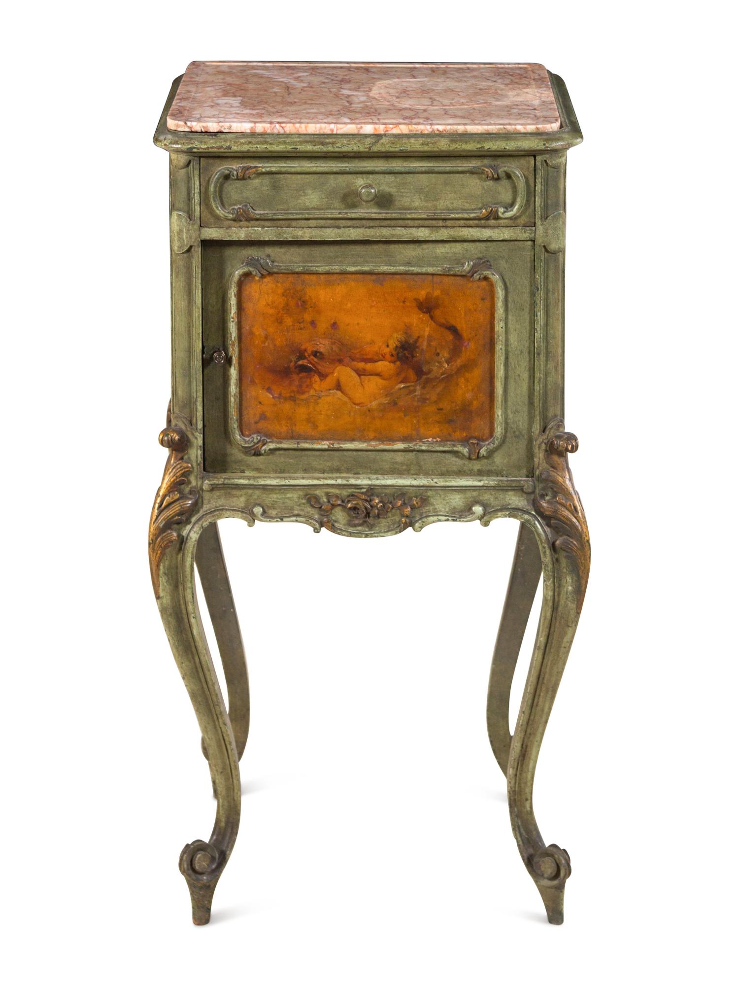 An Italian Painted Marble-Top Side Table