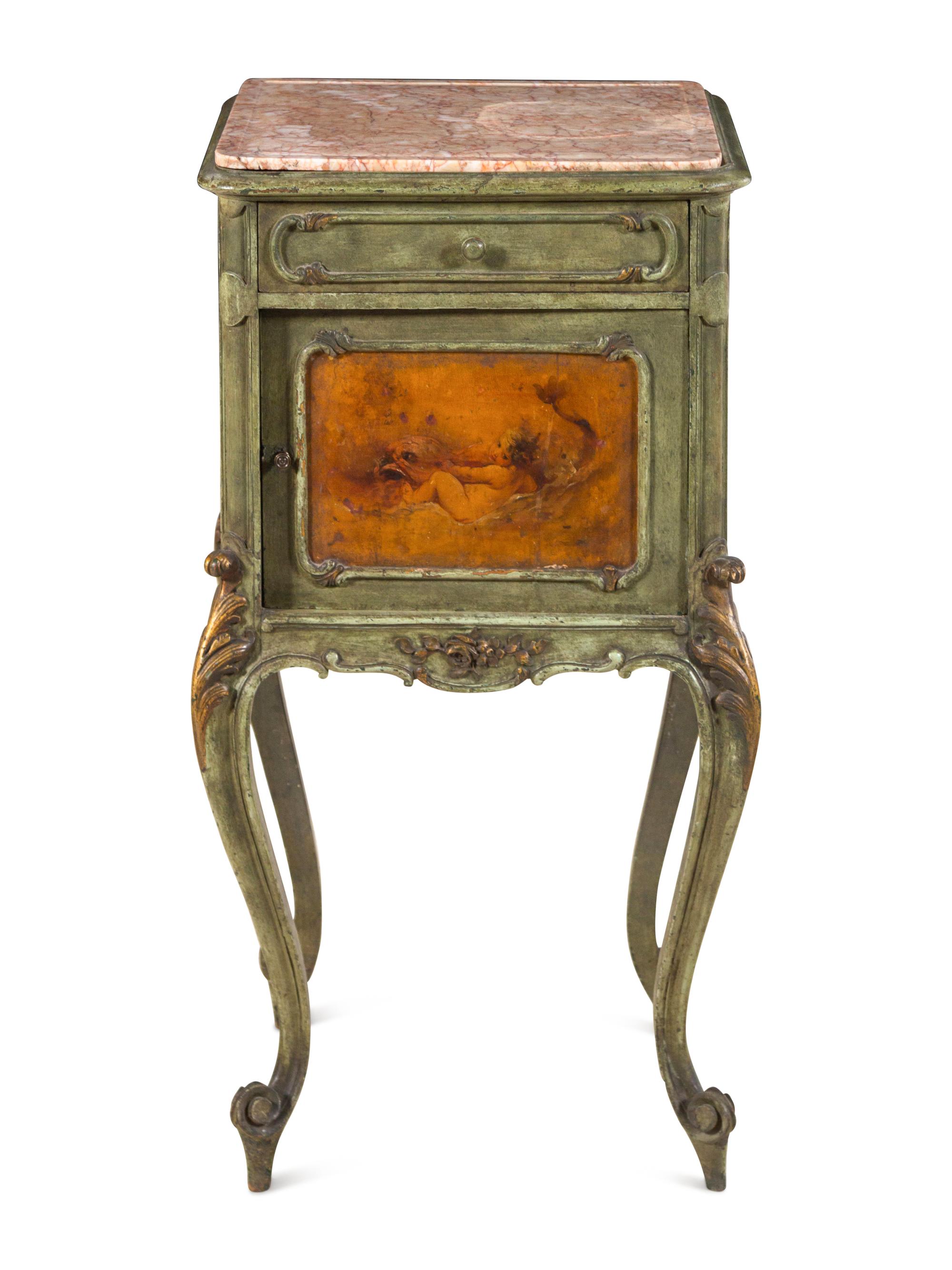 An Italian Painted Marble-Top Side Table