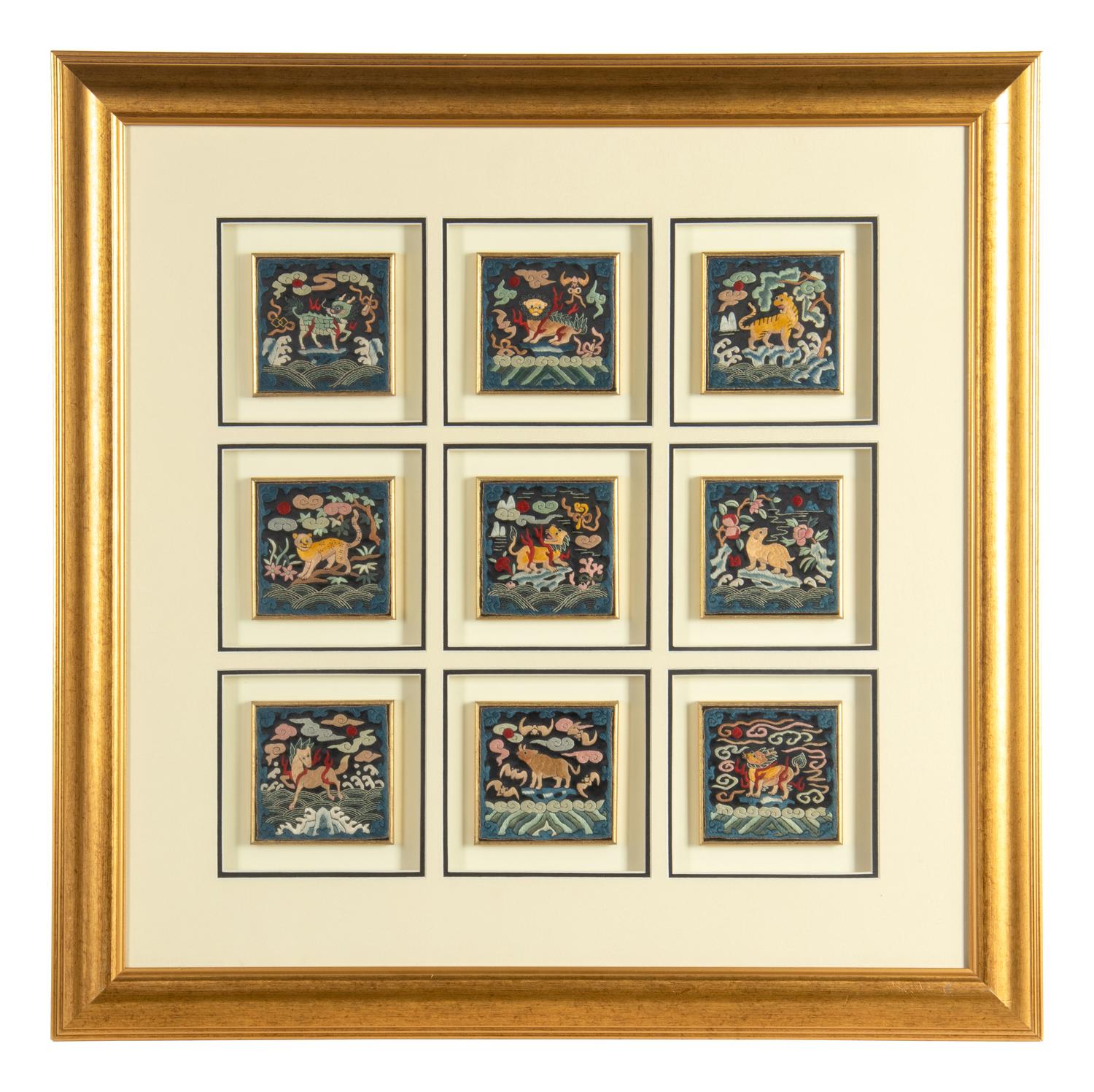 Three Chinese Embroidered Silk Panels
