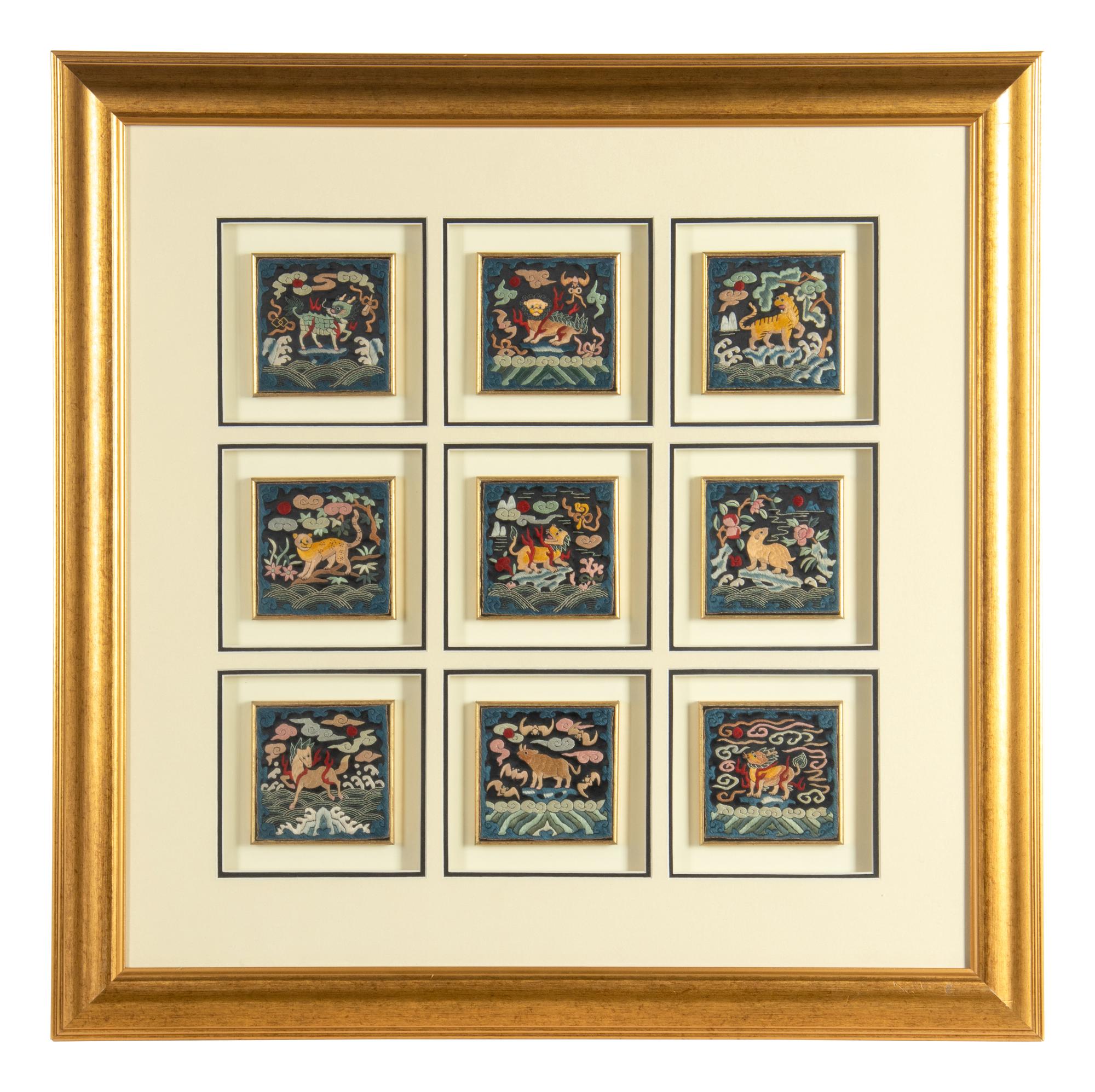 Three Chinese Embroidered Silk Panels