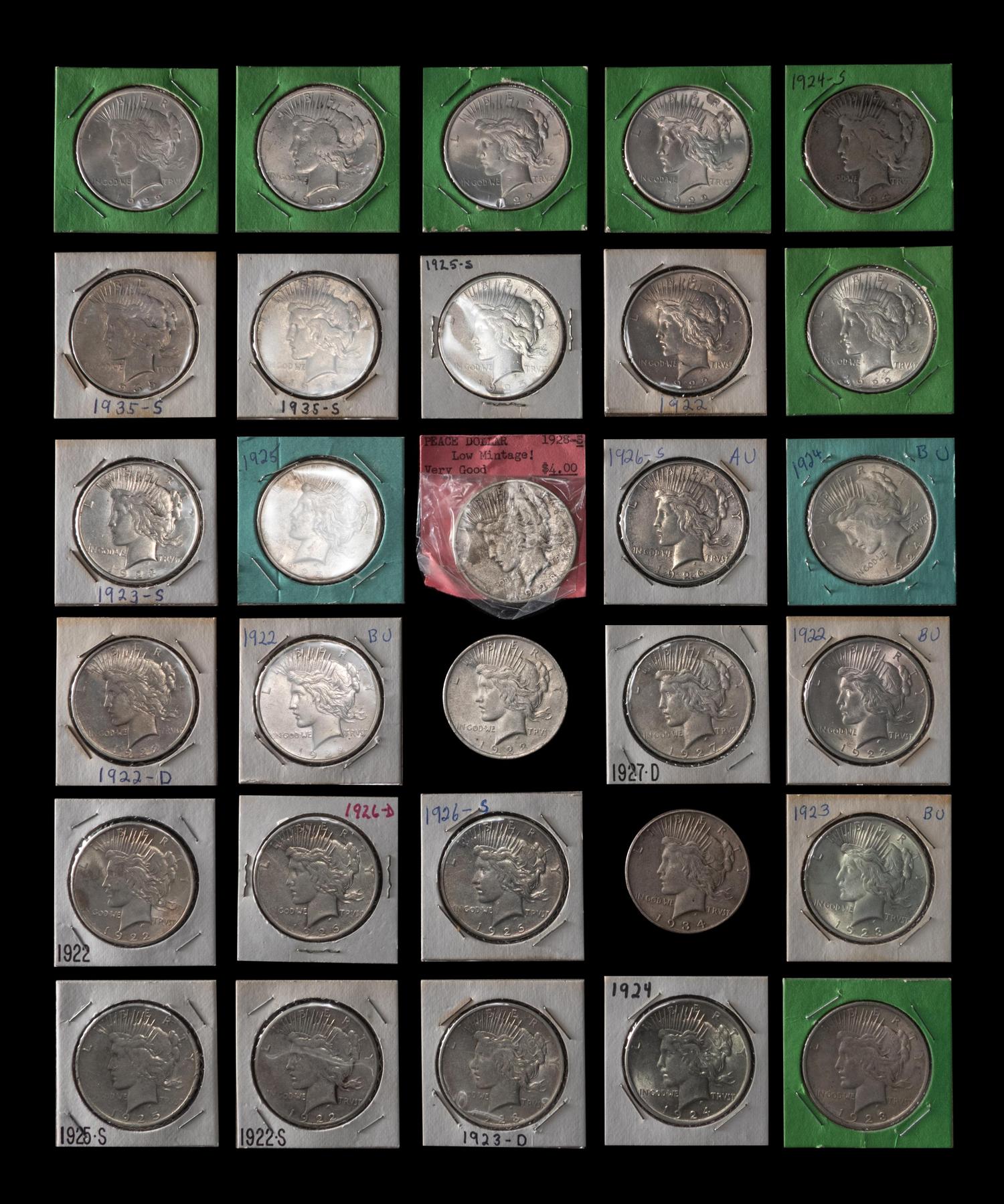 A Group of Thirty Peace $1 Coins