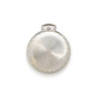 BUCCELLATI, 18K WHITE GOLD OPEN FACE POCKET WATCH AND FOB CHAIN