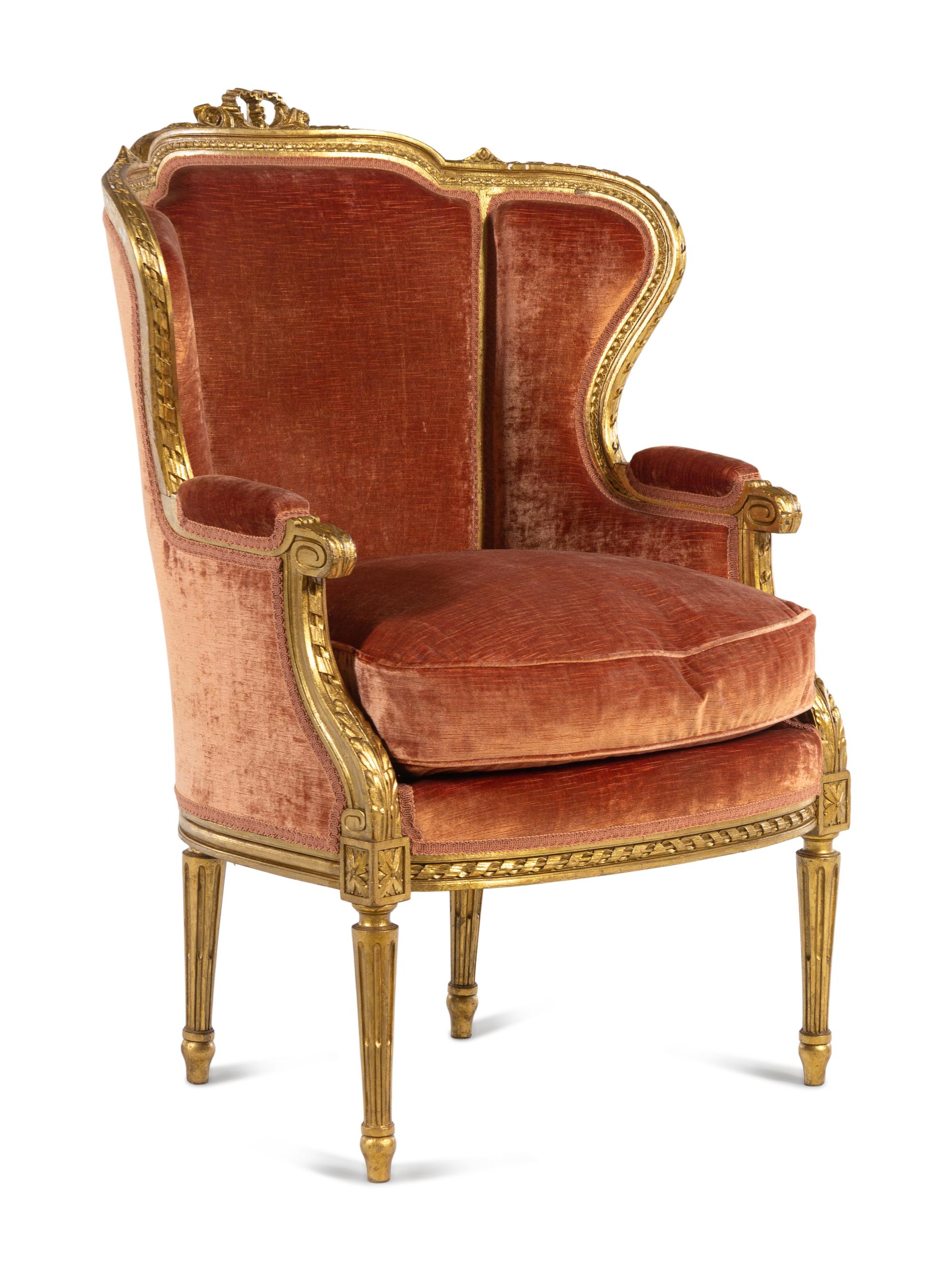 An Assembled Louis XVI Style Giltwood Seating Suite