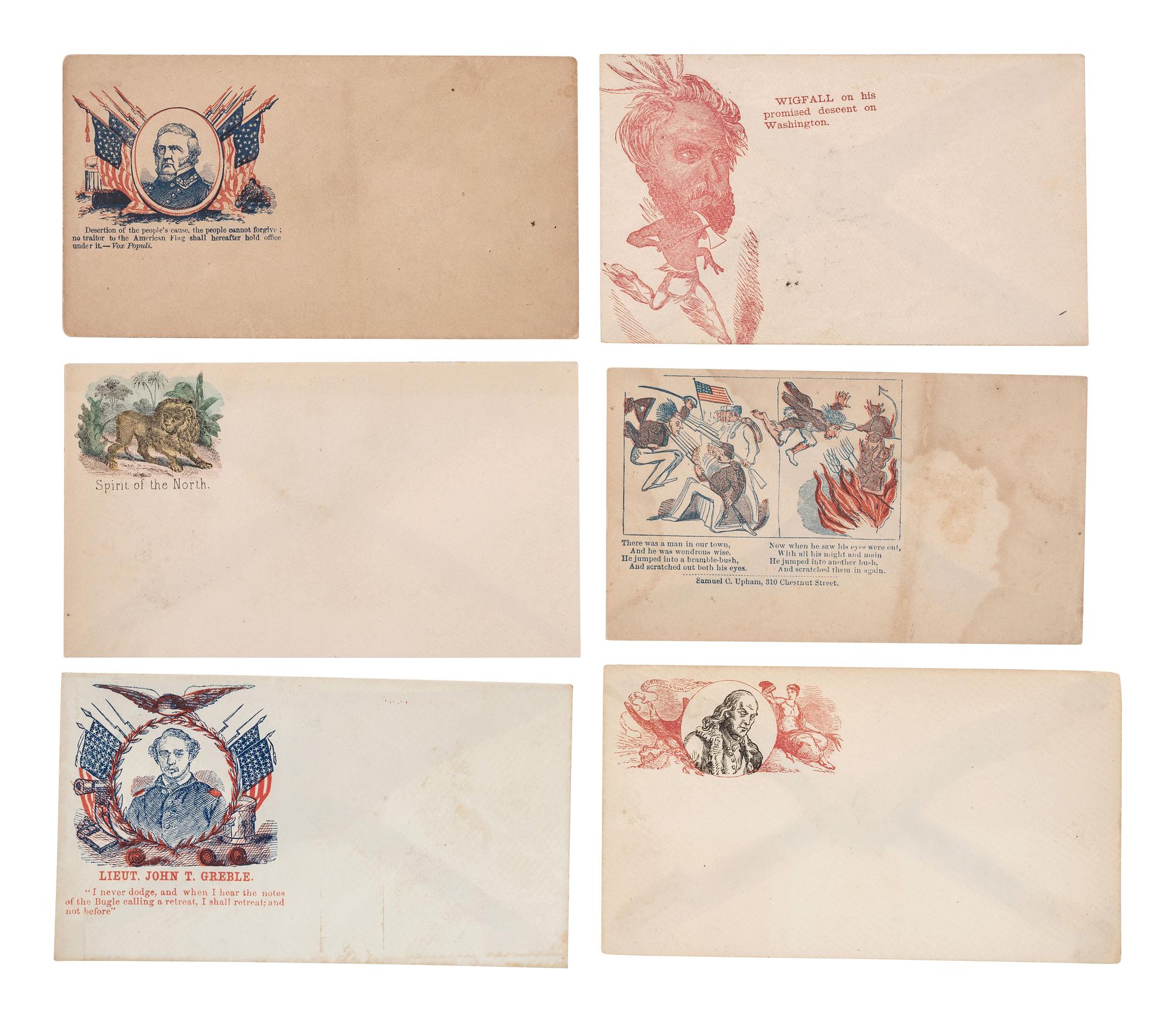 [CIVIL WAR]. A collection of 80 Civil War patriotic envelopes.