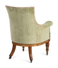 A Pair of Regency Birds-Eye Maple and Marquetry Bergères
