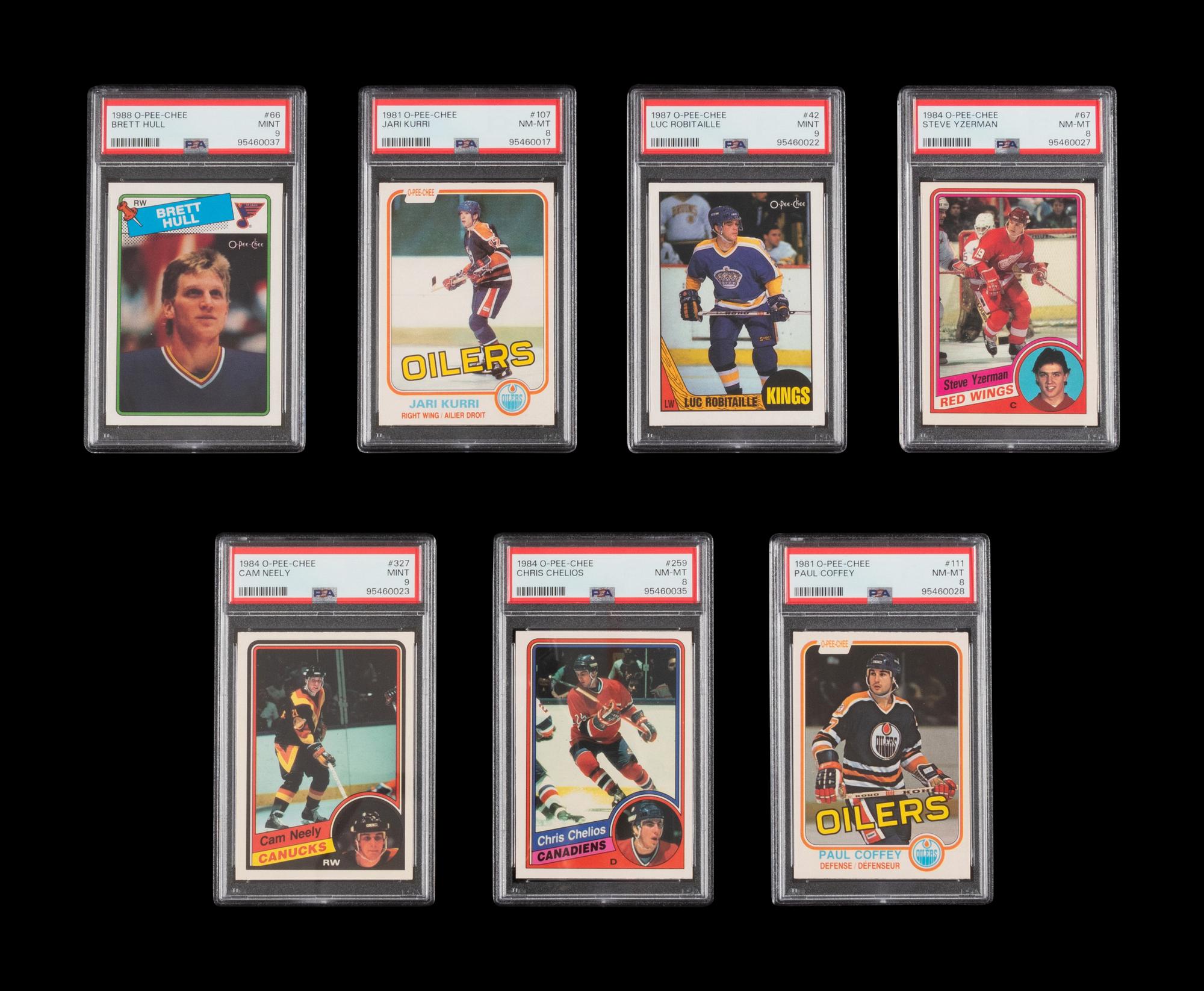 A Group of O-Pee-Chee PSA Graded Hall of Fame Rookie Hockey Cards