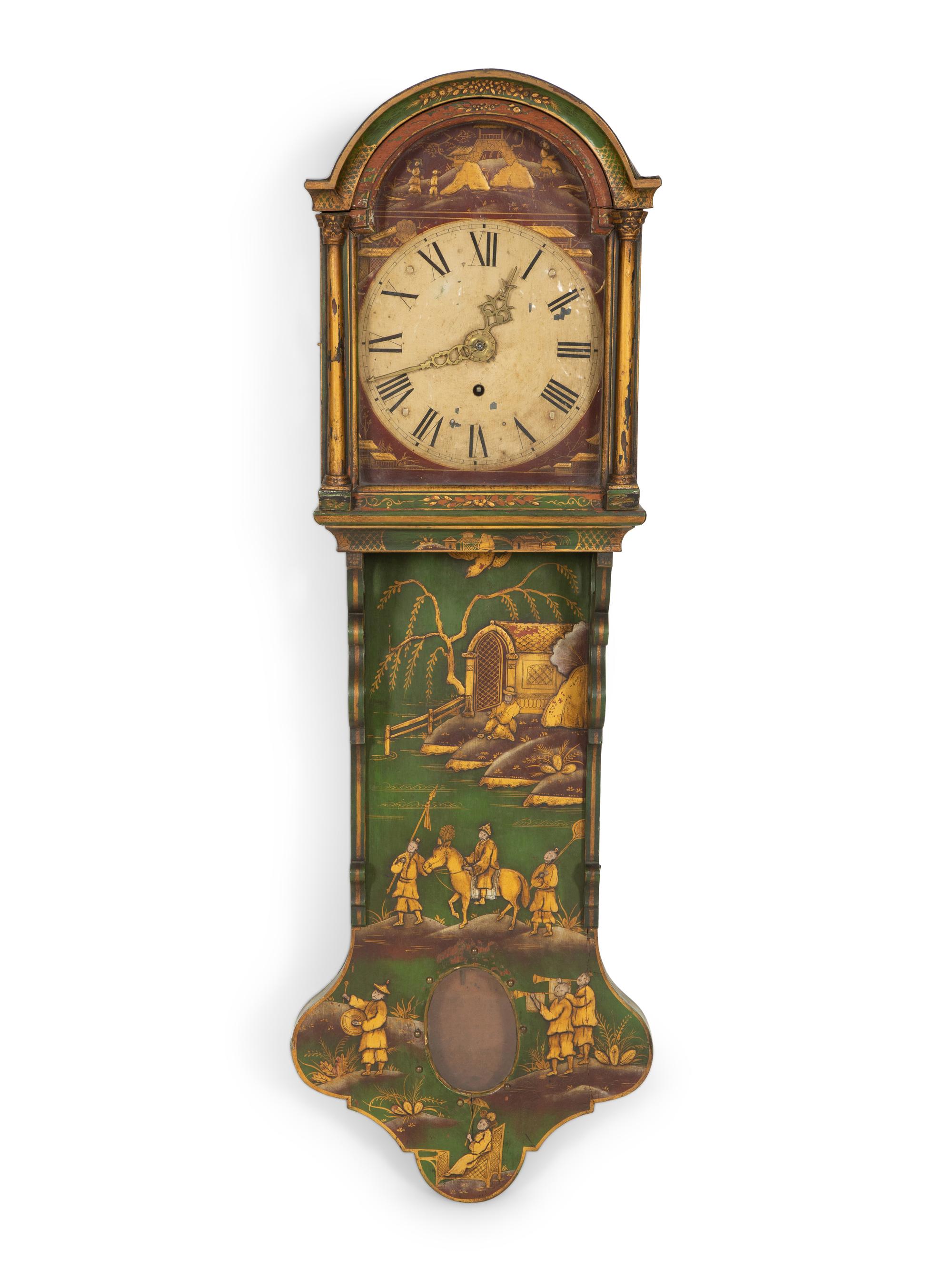 A Regency Green-Japanned Wall Clock