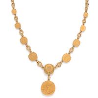 VAN CLEEF & ARPELS, VINTAGE, CONVERTIBLE YELLOW GOLD AND COIN BELT/NECKLACES