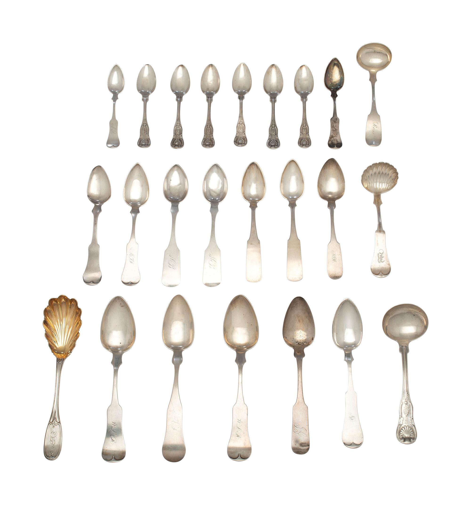 A Collection of Kentucky Coin Silver Flatware