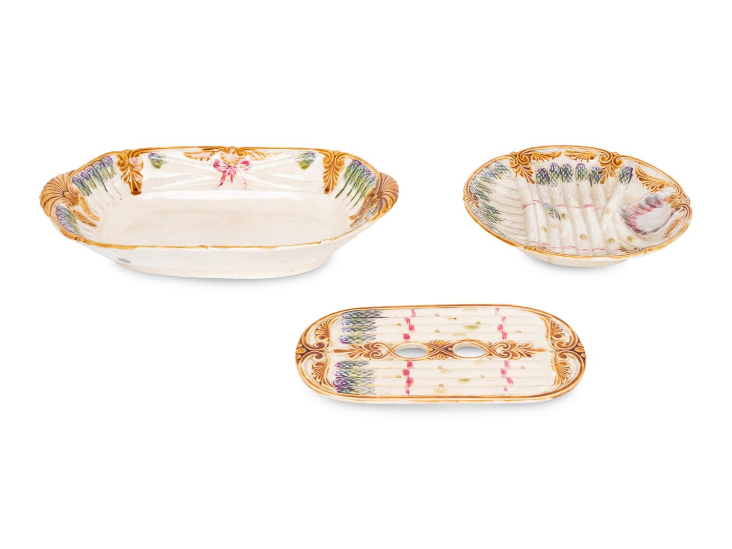 A Polychrome-Glazed Earthenware Asparagus Service