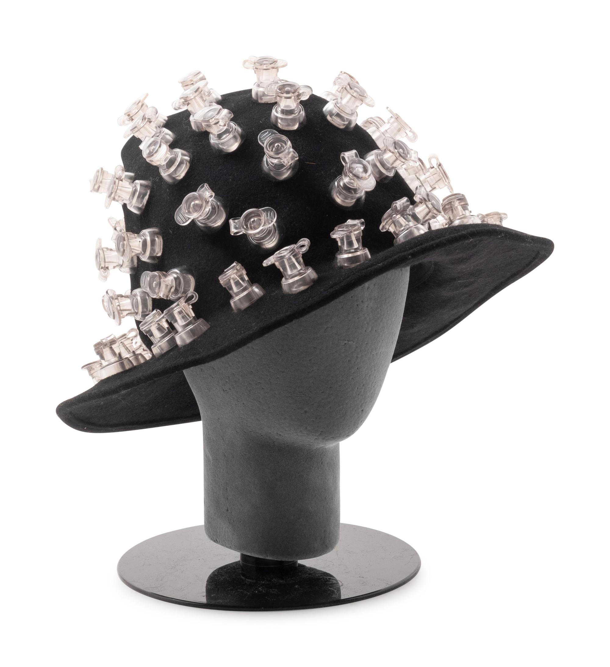 Black Issey Miyake Felt Hat with Inflation Valves, 1990s