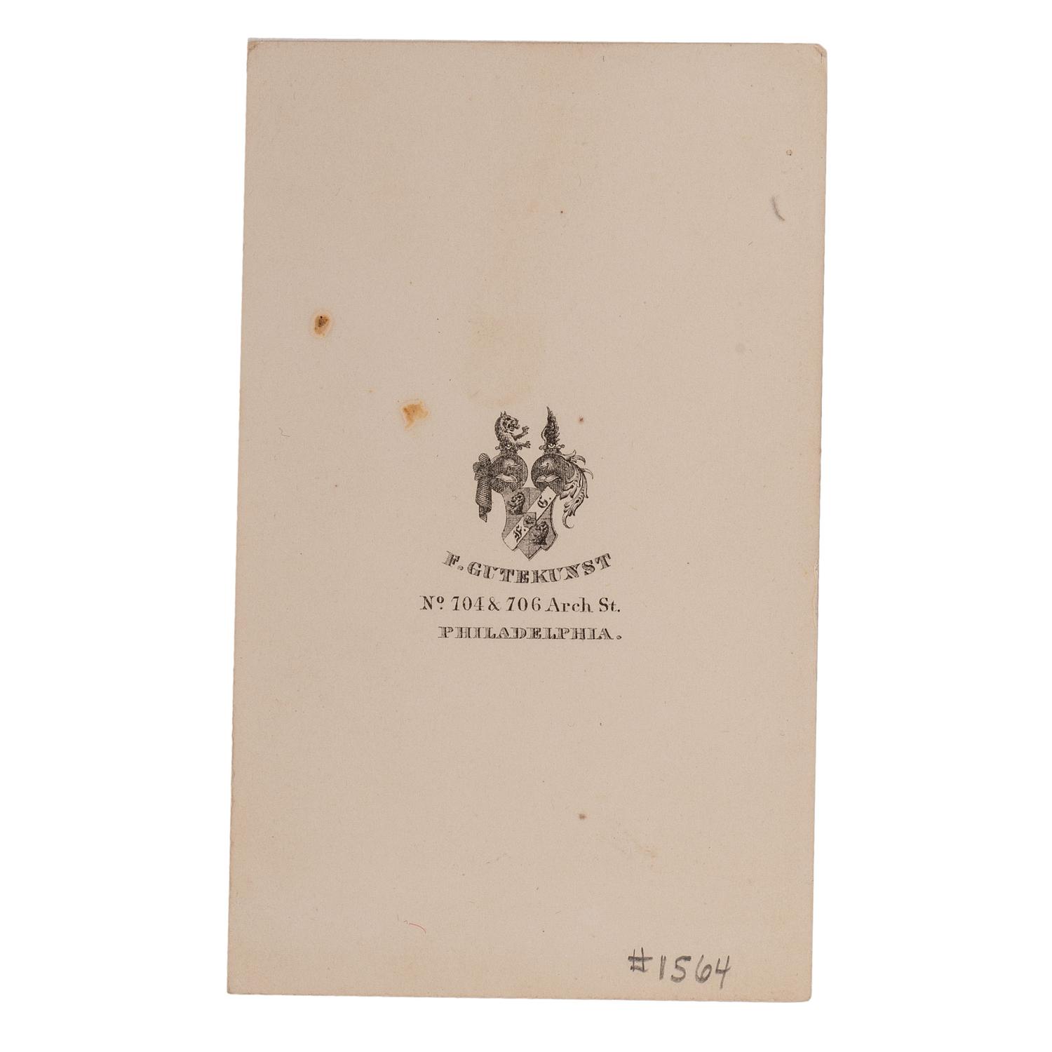 [CIVIL WAR]. Brevet Major General Andrew A. Humphreys signed CDV. Philadelphia: F. Gutekunst, n.d.