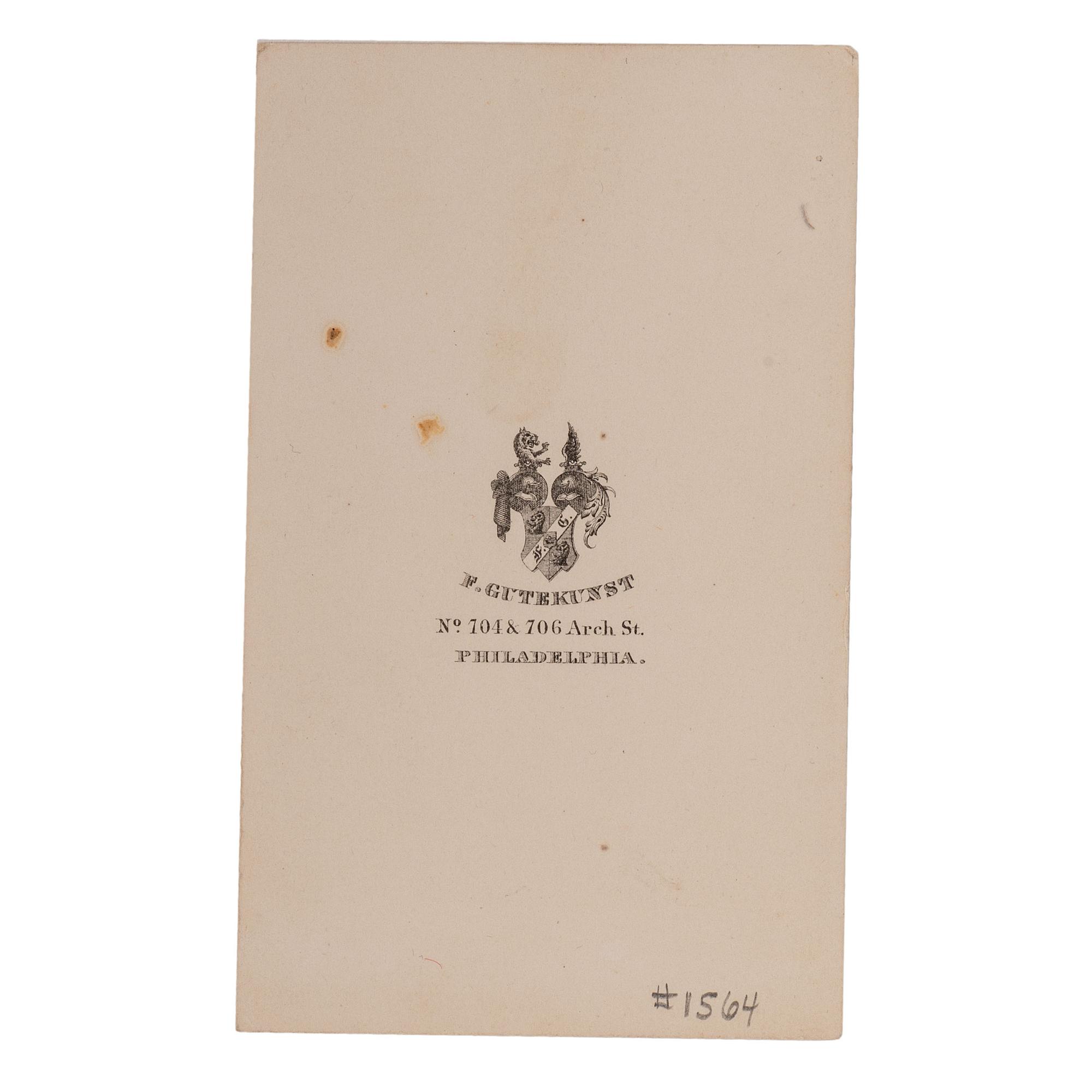[CIVIL WAR]. Brevet Major General Andrew A. Humphreys signed CDV. Philadelphia: F. Gutekunst, n.d.