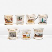A group of seven occupational porcelain shaving mugs Various Makers, late 19th/early 20th century