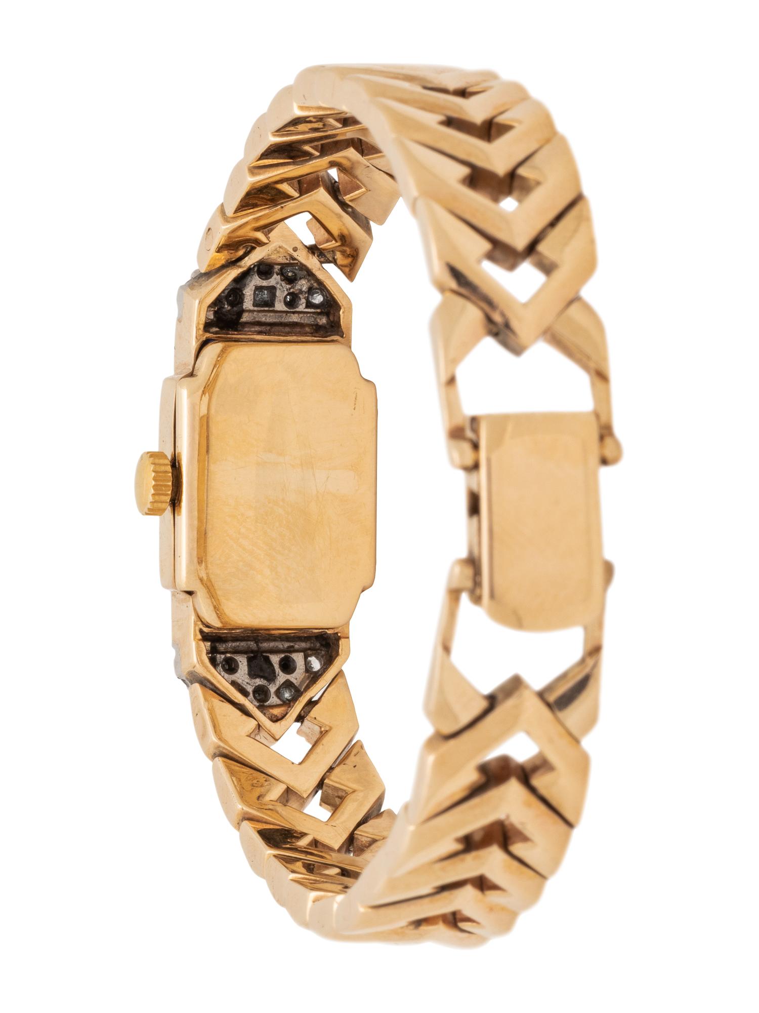 TIFFANY & CO., RETRO, 14K YELLOW GOLD, SAPPHIRE AND DIAMOND WRISTWATCH